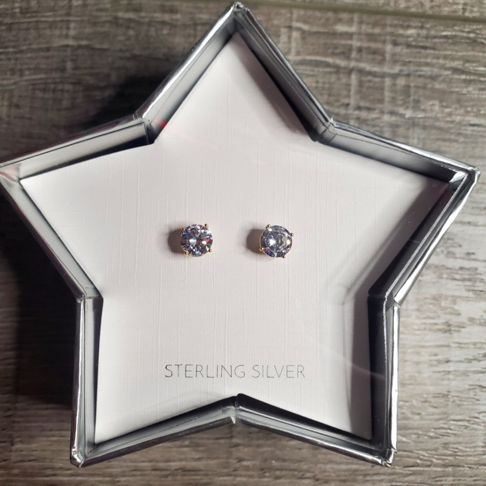Sterling silver diamond earrings.